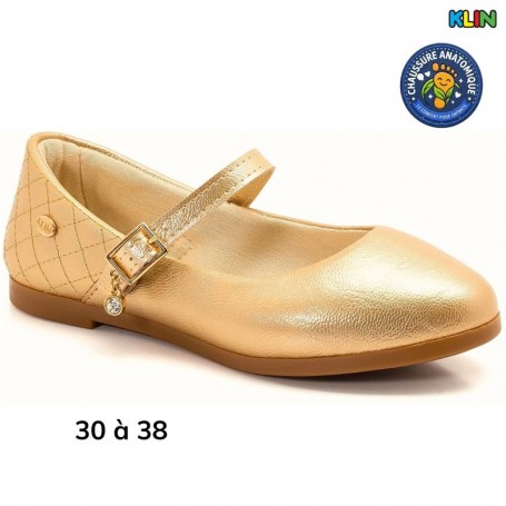 Ballerine fille Klin dorée à boucle - 30 à 38 - ENF768