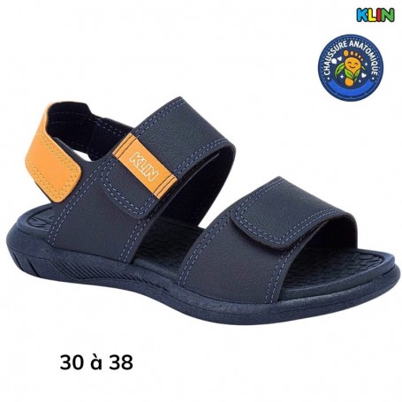 Sandale garçon Klin bleu et orange - 30 à 38 - ENF774