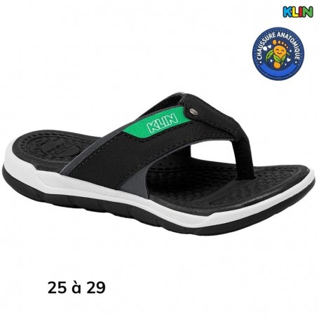 Tong garçon Klin noire et verte - 25 à 29 - ENF787