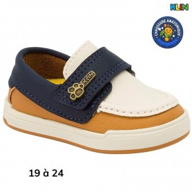 Mocassin garçon Klin bleu beige - 19 à 24 - ENF789