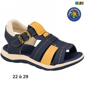 Sandale garçon Klin bleu et jaune - 22 à 29 - ENF793