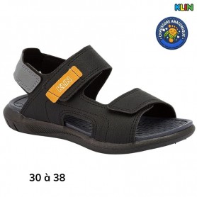 Sandale garçon Klin noire à scratch - 30 à 38 - ENF795