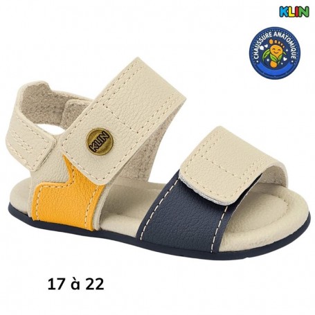 Sandale garçon Klin beige et marine - 17 à 22 - ENF798