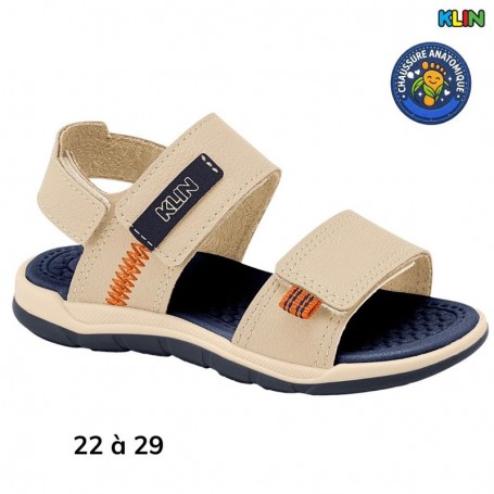 Sandale garçon Klin beige et bleu - 22 à 29 - ENF800