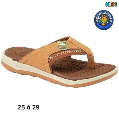Tong garçon Klin camel à semelle blanche - 25 à 29 - ENF803