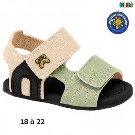 Sandale garçon Klin beige et verte - 18 à 22 - ENF804