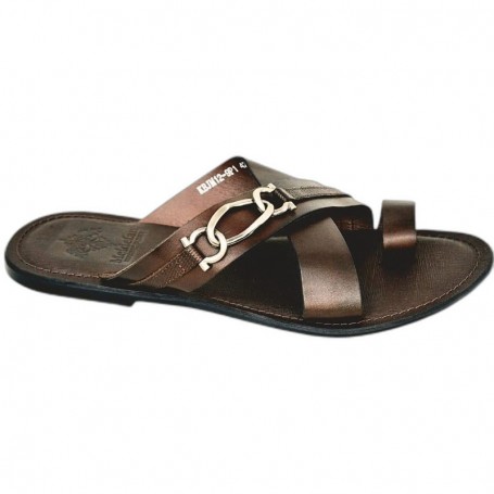 Sandale marron à boucle argentée – SDL3343