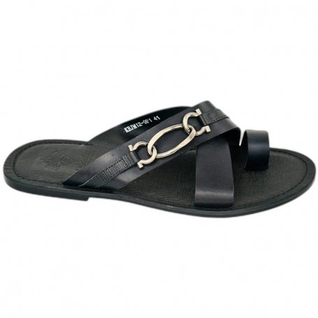 Sandale noire ouverte à boucle – SDL3344