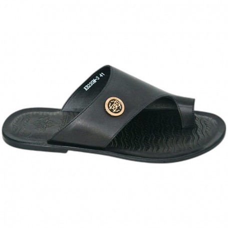 Sandale noire à logo rond – SDL3351
