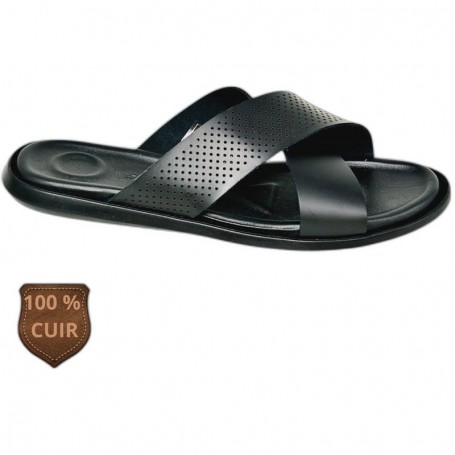 Sandale orthopédique noire perforée – SDL3363