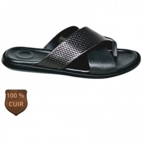 Sandale orthopédique noire texturée – SDL3365
