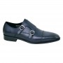 Chaussure classe bleue double boucle en cuir – CDV1866