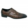 Chaussure classe marron double boucle en cuir – CDV1879