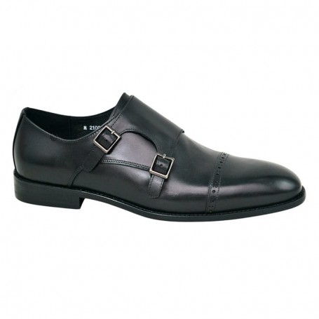 Chaussure classe noire double boucle en cuir – CDV1880