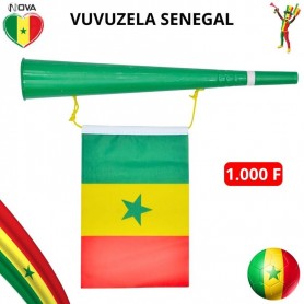 Vuvuzela Sénégal avec Mini Drapeau – Trompette de Supporter