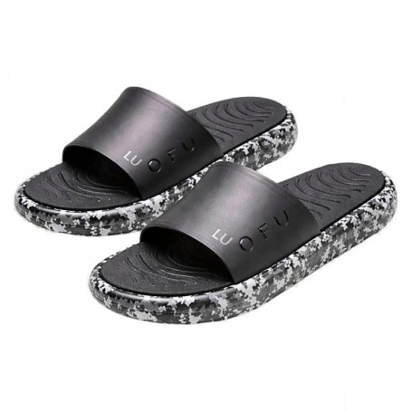 Mules homme noires à semelle graphique – SDL3387