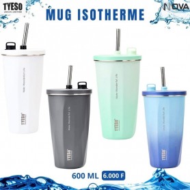 Mug isotherme TYESO avec paille 600ML – GDE516