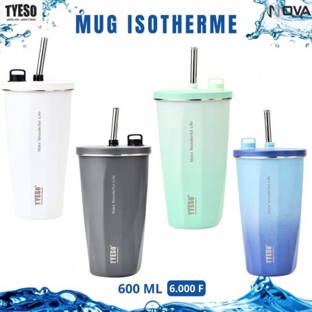 Mug isotherme TYESO avec paille 600ML – GDE516
