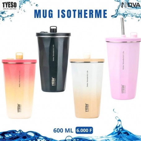 Mug isotherme TYESO avec paille 600ML – GDE523