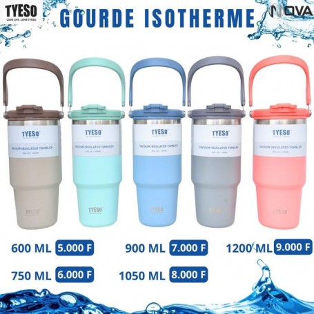 Gourde isotherme TYESO avec poignée – Plusieurs tailles – GDE525