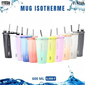 Mug isotherme TYESO avec paille 600ML – GDE526