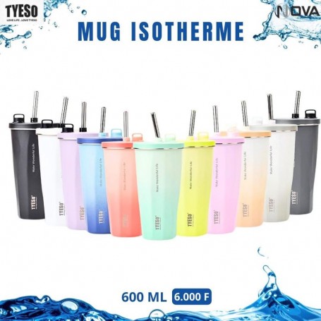 Mug isotherme TYESO avec paille 600ML – GDE526