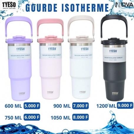 Gourde isotherme TYESO avec poignée élégante – Plusieurs tailles – GDE529