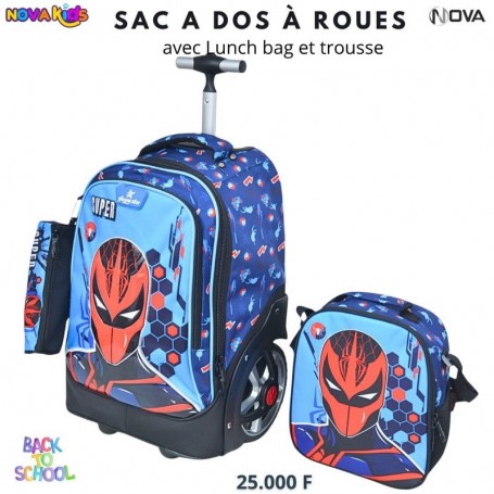 Sac à dos à roulettes Super Héros avec Lunch Bag et trousse – SC3294