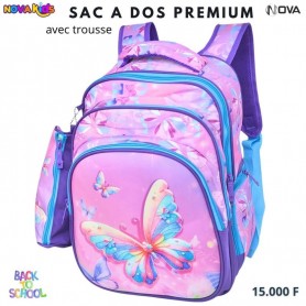 Sac à dos premium Papillon rose avec trousse – SC3299