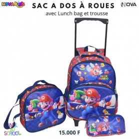 Sac à dos à roulettes Super Mario avec Lunch Bag et trousse – SC3303