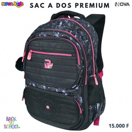 Sac à dos premium noir et rose avec poches multiples – SC3310