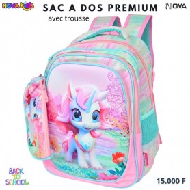 Sac à dos premium Licorne pastel avec trousse – SC3318
