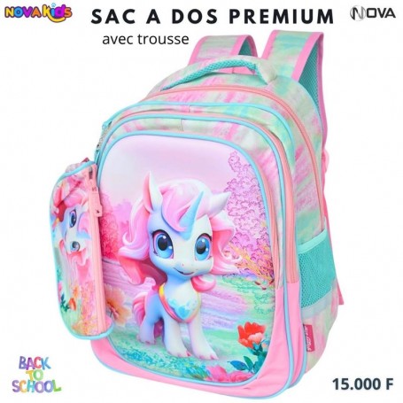 Sac à dos premium Licorne pastel avec trousse – SC3318