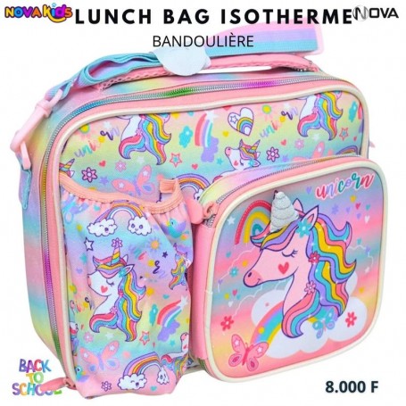 Lunch Bag Isotherme Licorne Arc-en-ciel avec Bandoulière – GDE538