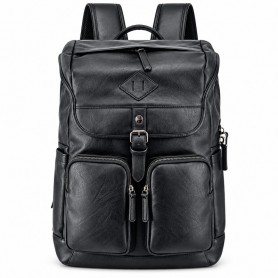 Sac à dos noir style cuir multi-poches – SC3343