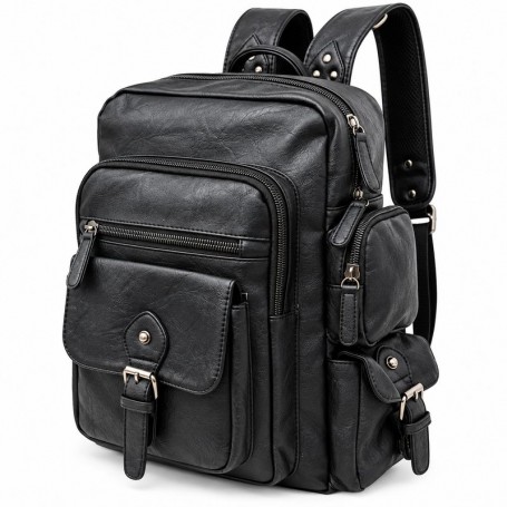 Sac à dos vintage noir multi-poches – SC3344