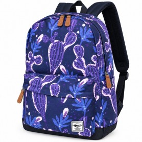 Sac à dos scolaire motif cactus violet et bleu – SC3364