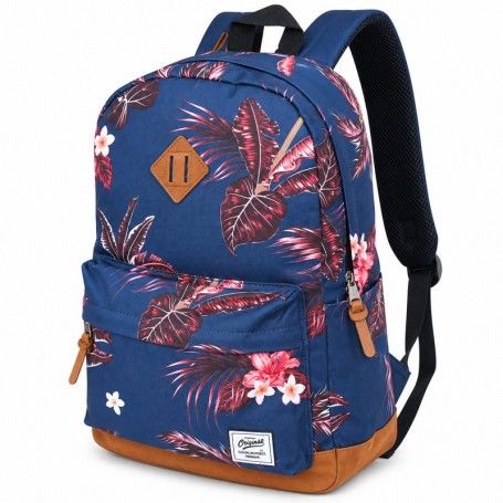 Sac à dos scolaire tropical bleu à fleurs – SC3367