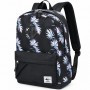 Sac à dos scolaire noir motif feuilles tropicales – SC3369