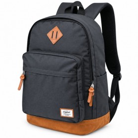 Sac à dos scolaire noir avec finitions marron – SC3375