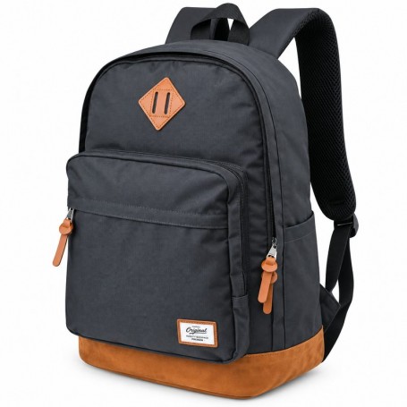 Sac à dos scolaire noir avec finitions marron – SC3375