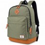 Sac à dos scolaire vert kaki avec finitions marron – SC3376