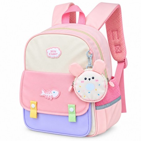 Sac à dos maternelle orthopédique Sun Eight rose – pochette Lapin – SC3393