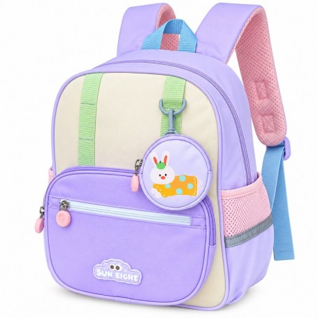 Sac à dos maternelle orthopédique Sun Eight violet – pochette Lapin – SC3394