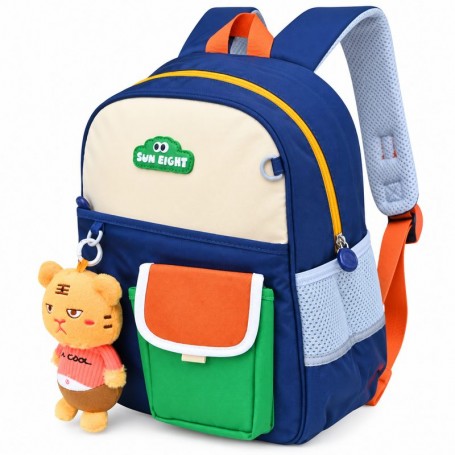 Sac à dos maternelle orthopédique Sun Eight bleu – peluche Chat – SC3400