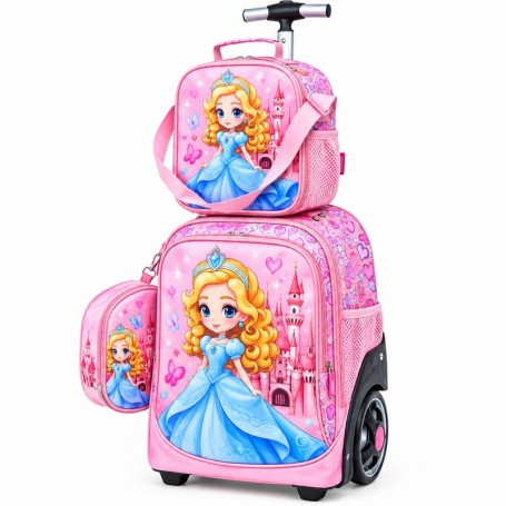 Set sac à dos à roulettes Princesse avec Lunch Bag et trousse – SC3443