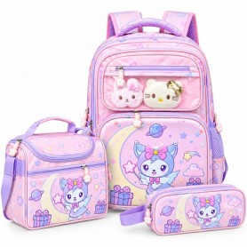 Set sac à dos orthopédique 3 pièces Kuromi – Lunch Bag et trousse – SC3449
