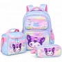 Set sac à dos orthopédique Kuromi bleu pastel – Lunch Bag et trousse – SC3450