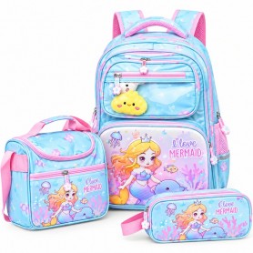Set sac à dos orthopédique 3 pièces Sirène – Lunch Bag et trousse – SC3454