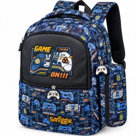 Sac à dos scolaire Gaming Smiggle avec trousse – Noir et bleu – SC3457